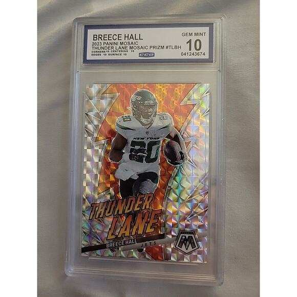 Breece Hall 2023 Panini Mosaic #TL-BH - Thunder Lane - Prizm -NY Jets CCG 10 GEM - Picture 2 of 6
